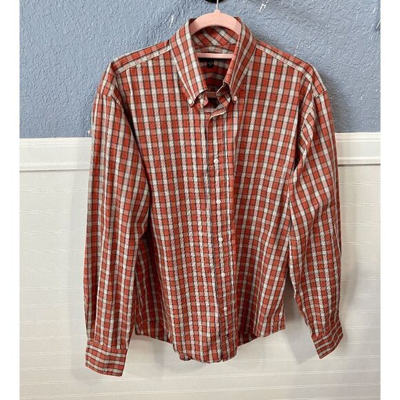 Tommy Hilfiger Men's Plaid Button-Down Long Sleeve Shirt Black, Red and White - Picture 3 of 7